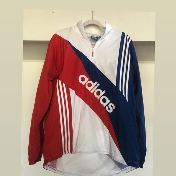 adidas jacket red blue white